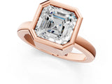 Rose gold Bezel Set Asscher Cut Solitaire Engagement Ring with Classic Band_4