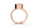 Rose gold Bezel Set Asscher Cut Solitaire Engagement Ring with Classic Band_6