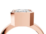 Rose gold Bezel Set Asscher Cut Solitaire Engagement Ring with Classic Band_7