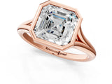 Rose gold Bezel Set Asscher Cut Solitaire Ring with Tapered Band 1
