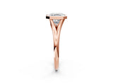 Rose gold Bezel Set Asscher Cut Solitaire Ring with Tapered Band 2
