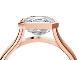 Rose gold Bezel Set Asscher Cut Solitaire Ring with Tapered Band 4