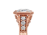 Rose gold Bezel Set Asscher Diamond Milgrain Pave Engagement Ring_28