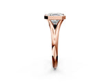 Rose gold Bezel Set Asscher Solitaire Diamond Ring with Smooth Band 3