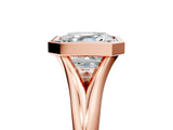 Rose gold Bezel Set Asscher Solitaire Diamond Ring with Smooth Band