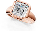 Rose gold Bezel Set Asscher Solitaire Ring with Wide Band 1