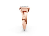 Rose gold Bezel Set Asscher Solitaire Ring with Wide Band 2