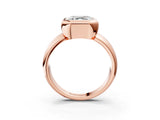 Rose gold Bezel Set Asscher Solitaire Ring with Wide Band 3