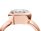 Rose gold Bezel Set Asscher Solitaire Ring with Wide Band 4