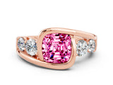 Rose gold Bezel Set Cushion Cut Diamond Split Shank Ring
