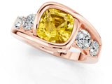 Rose gold Bezel Set Cushion Cut Diamond Split Shank Ring_1