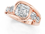 Rose gold Bezel Set Cushion Cut Diamond Split Shank Ring_1