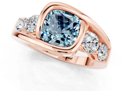 Rose gold Bezel Set Cushion Cut Diamond Split Shank Ring_1