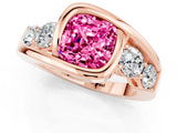 Rose gold Bezel Set Cushion Cut Diamond Split Shank Ring_1