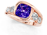 Rose gold Bezel Set Cushion Cut Diamond Split Shank Ring_1