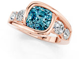Rose gold Bezel Set Cushion Cut Diamond Split Shank Ring_1