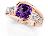 Rose gold Bezel Set Cushion Cut Diamond Split Shank Ring_1