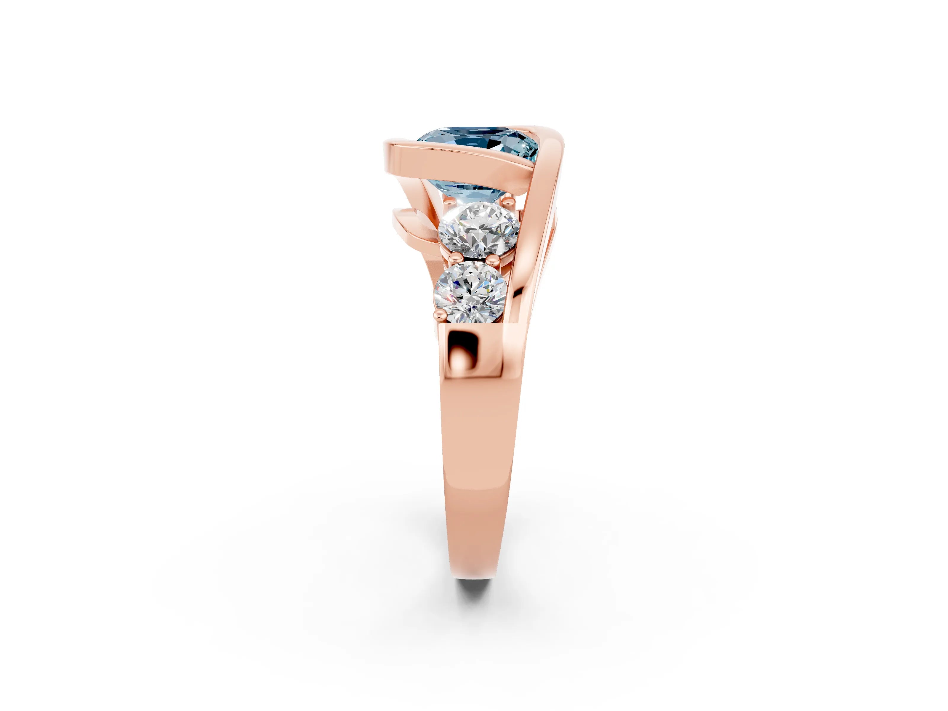 Rose gold Bezel Set Cushion Cut Diamond Split Shank Ring_2