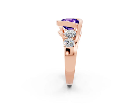 Rose gold Bezel Set Cushion Cut Diamond Split Shank Ring_2