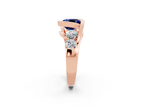 Rose gold Bezel Set Cushion Cut Diamond Split Shank Ring_2
