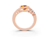 Rose gold Bezel Set Cushion Cut Diamond Split Shank Ring_3