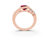 Rose gold Bezel Set Cushion Cut Diamond Split Shank Ring_3