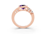 Rose gold Bezel Set Cushion Cut Diamond Split Shank Ring_3