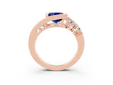 Rose gold Bezel Set Cushion Cut Diamond Split Shank Ring_3
