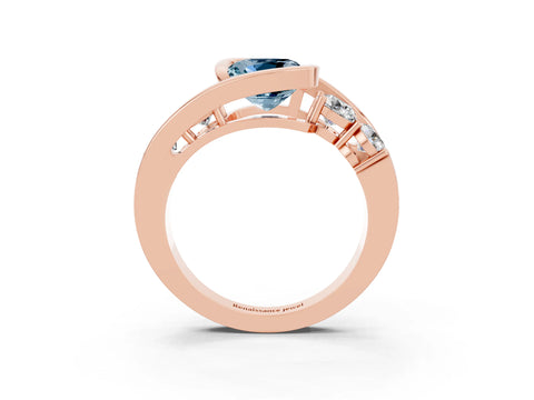 Rose gold Bezel Set Cushion Cut Diamond Split Shank Ring_3