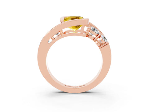 Rose gold Bezel Set Cushion Cut Diamond Split Shank Ring_3