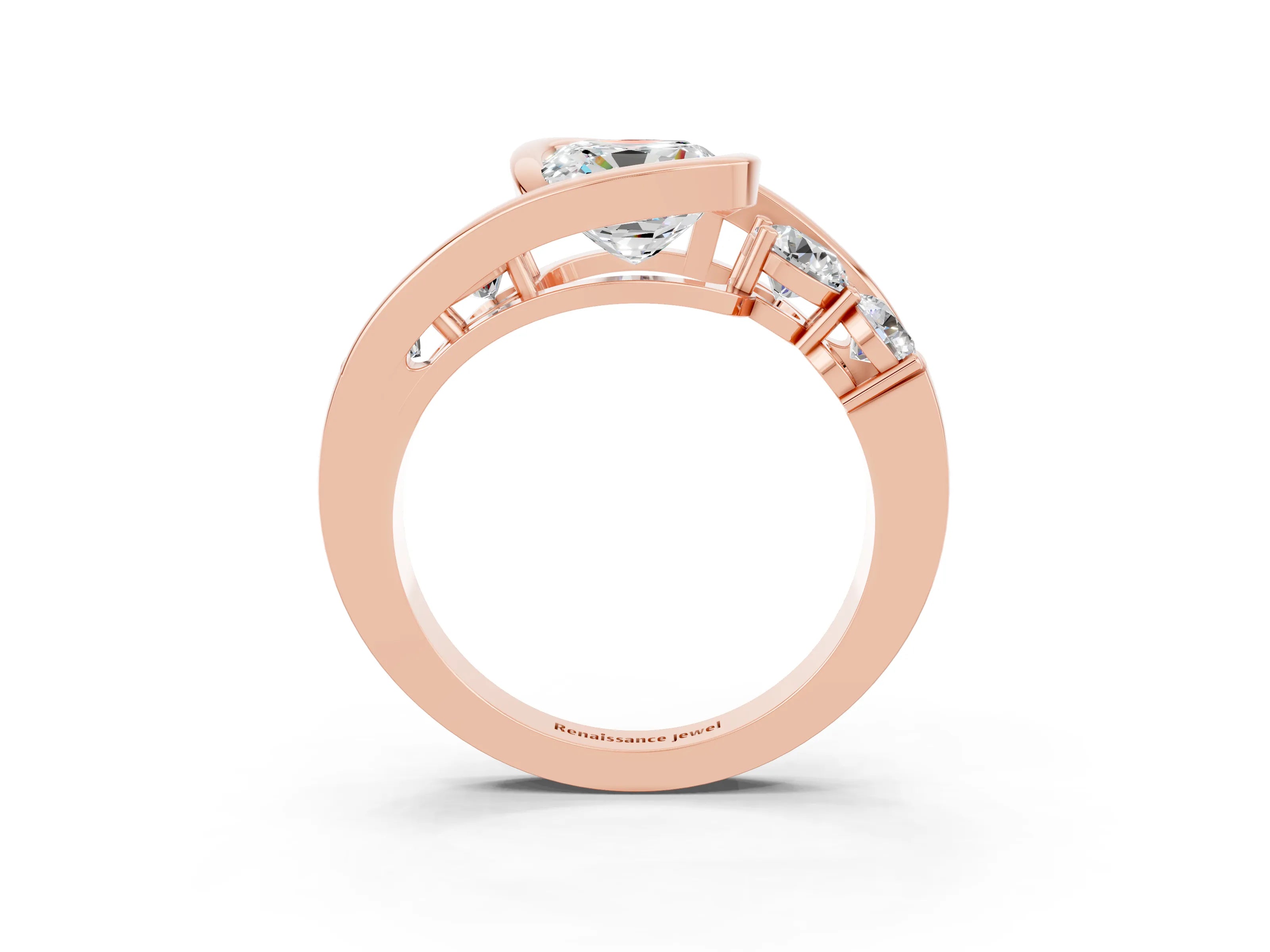 Rose gold Bezel Set Cushion Cut Diamond Split Shank Ring_3