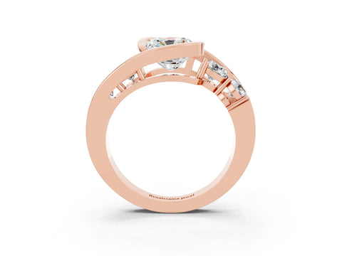 Rose gold Bezel Set Cushion Cut Diamond Split Shank Ring_3