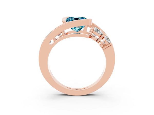Rose gold Bezel Set Cushion Cut Diamond Split Shank Ring