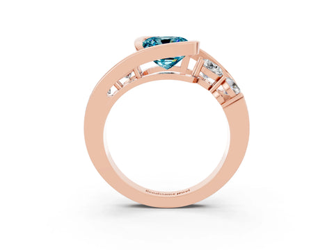 Rose gold Bezel Set Cushion Cut Diamond Split Shank Ring_3