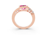 Rose gold Bezel Set Cushion Cut Diamond Split Shank Ring_3