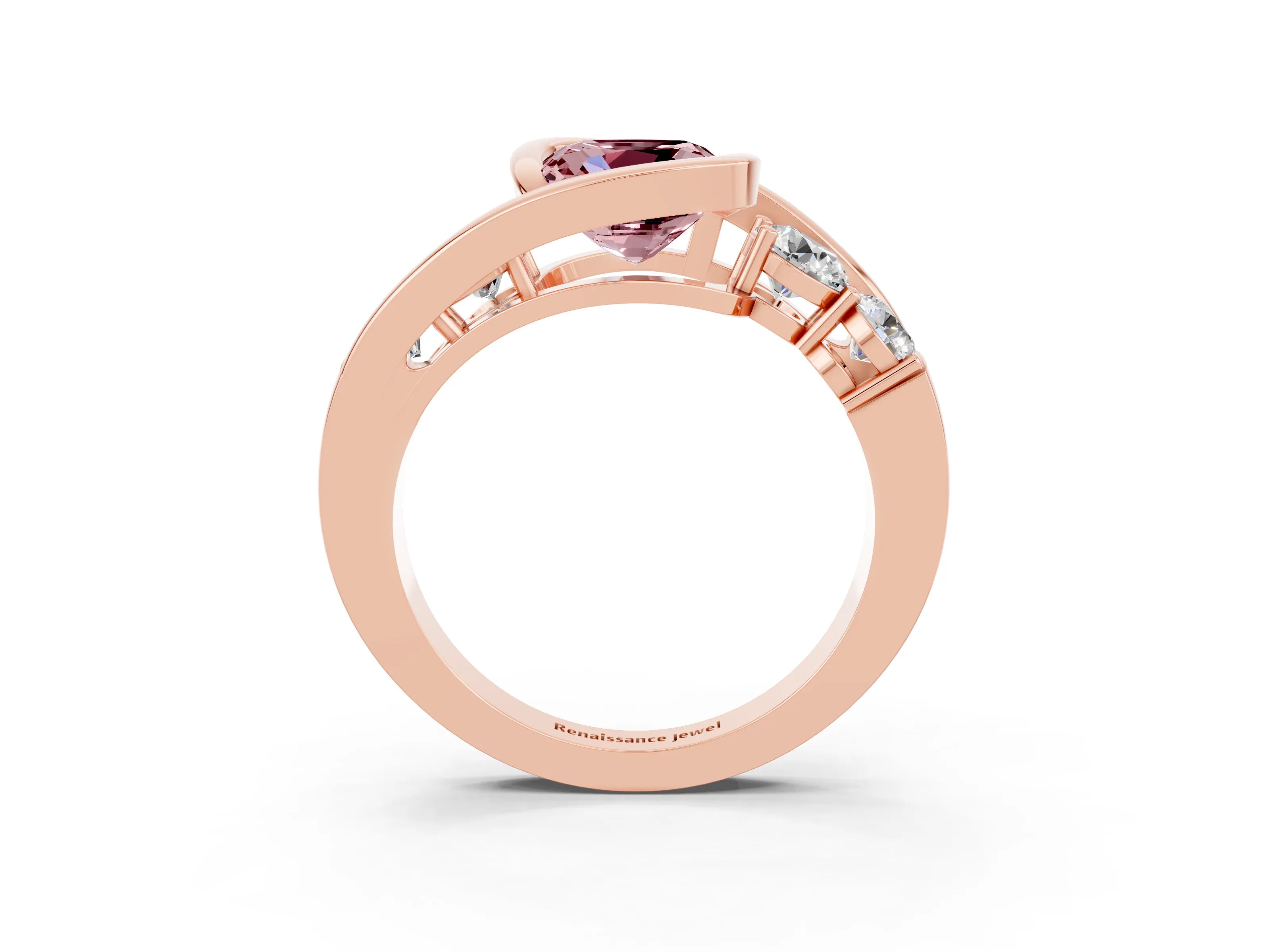 Rose gold Bezel Set Cushion Cut Diamond Split Shank Ring_3
