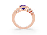 Rose gold Bezel Set Cushion Cut Diamond Split Shank Ring_3