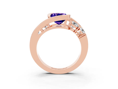 Rose gold Bezel Set Cushion Cut Diamond Split Shank Ring_3