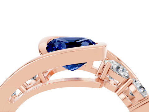 Rose gold Bezel Set Cushion Cut Diamond Split Shank Ring_4