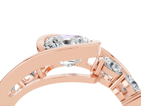 Rose gold Bezel Set Cushion Cut Diamond Split Shank Ring_4