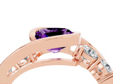 Rose gold Bezel Set Cushion Cut Diamond Split Shank Ring_4