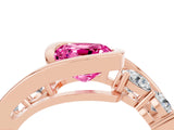 Rose gold Bezel Set Cushion Cut Diamond Split Shank Ring_4