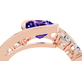 Rose gold Bezel Set Cushion Cut Diamond Split Shank Ring_4