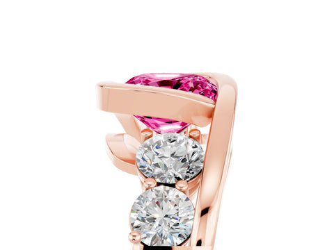 Rose gold Bezel Set Cushion Cut Diamond Split Shank Ring_5