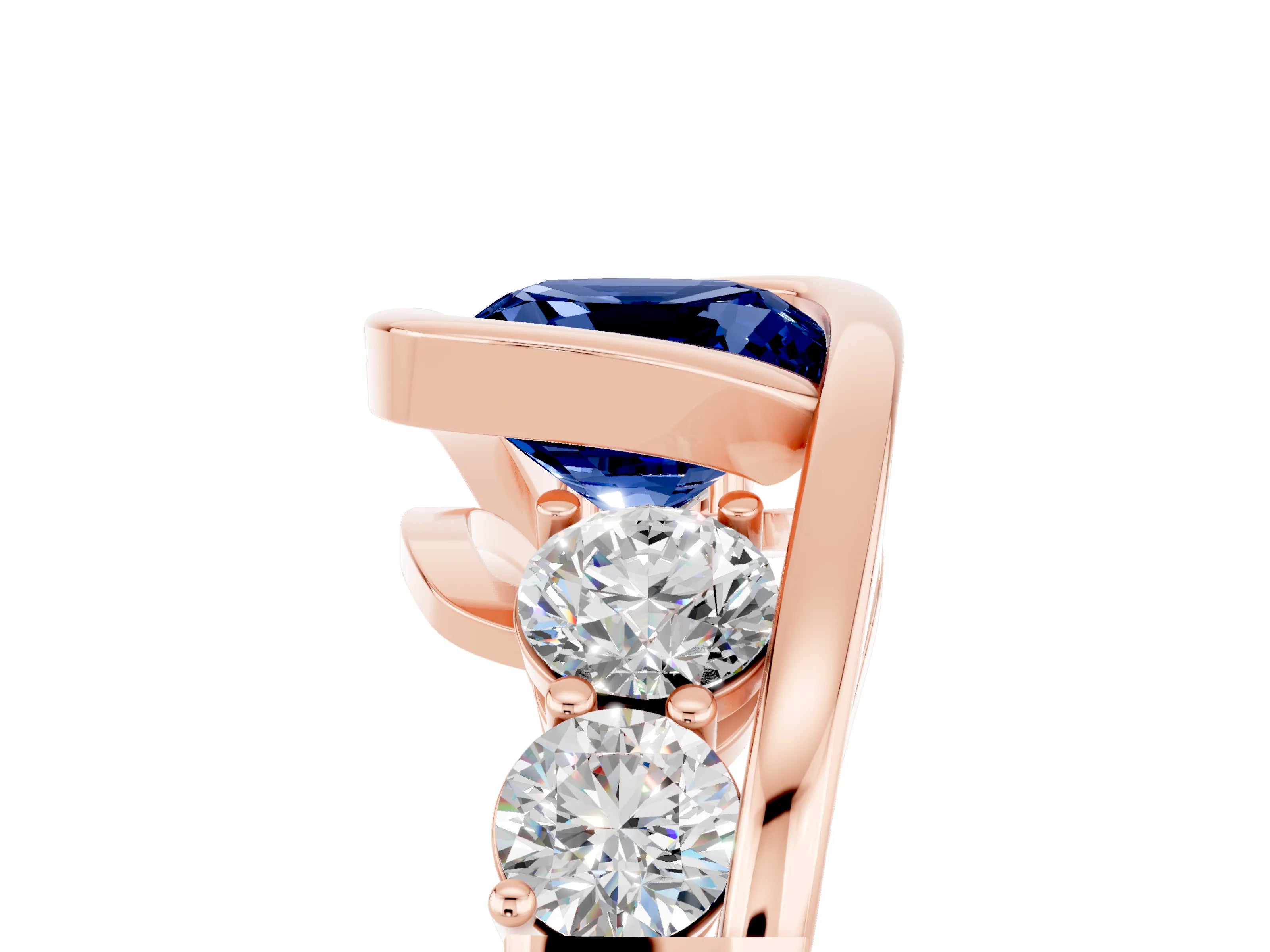 Rose gold Bezel Set Cushion Cut Diamond Split Shank Ring_5