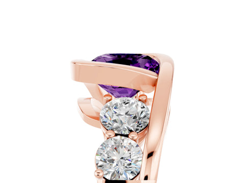 Rose gold Bezel Set Cushion Cut Diamond Split Shank Ring_5