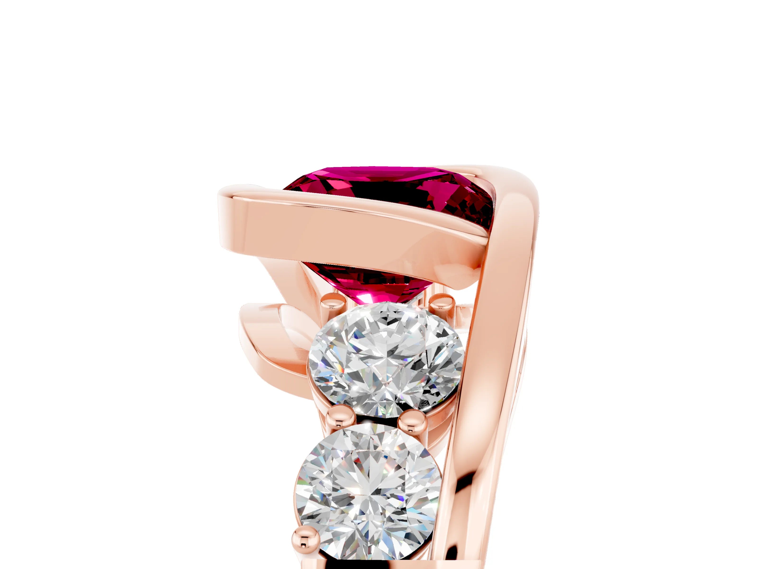 Rose gold Bezel Set Cushion Cut Diamond Split Shank Ring_5