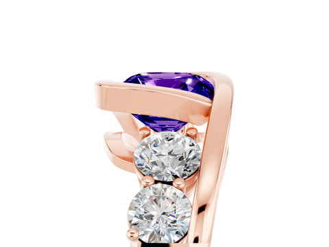 Rose gold Bezel Set Cushion Cut Diamond Split Shank Ring_5