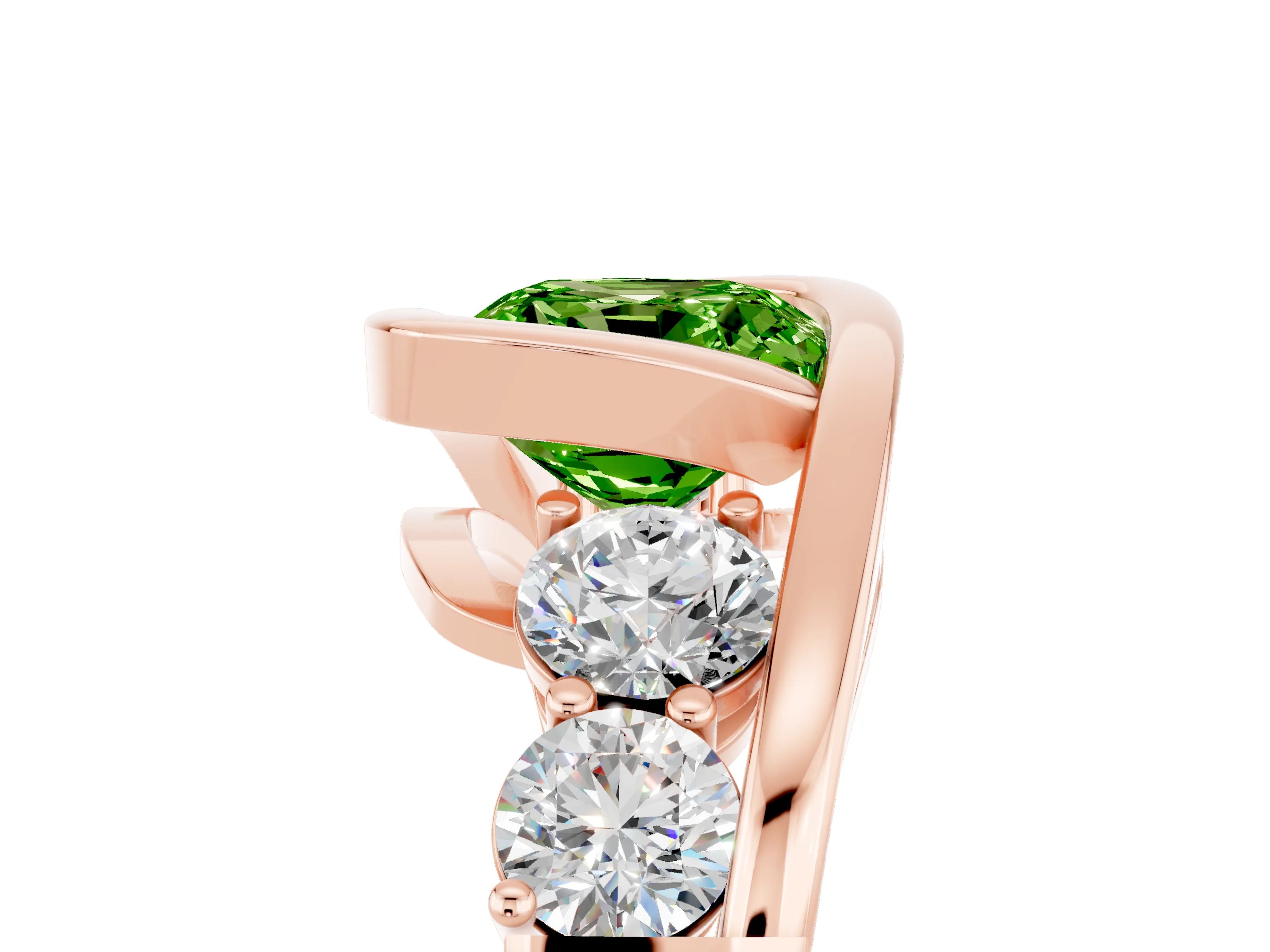 Rose gold Bezel Set Cushion Cut Diamond Split Shank Ring_5