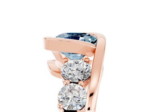 Rose gold Bezel Set Cushion Cut Diamond Split Shank Ring_5